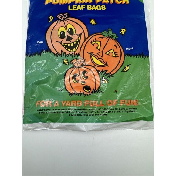 Vintage Sun Hill 1992 Halloween Pumpkin Patch Stuff-A-Pumpkin Leaf Bags Family - Picture 6 of 6